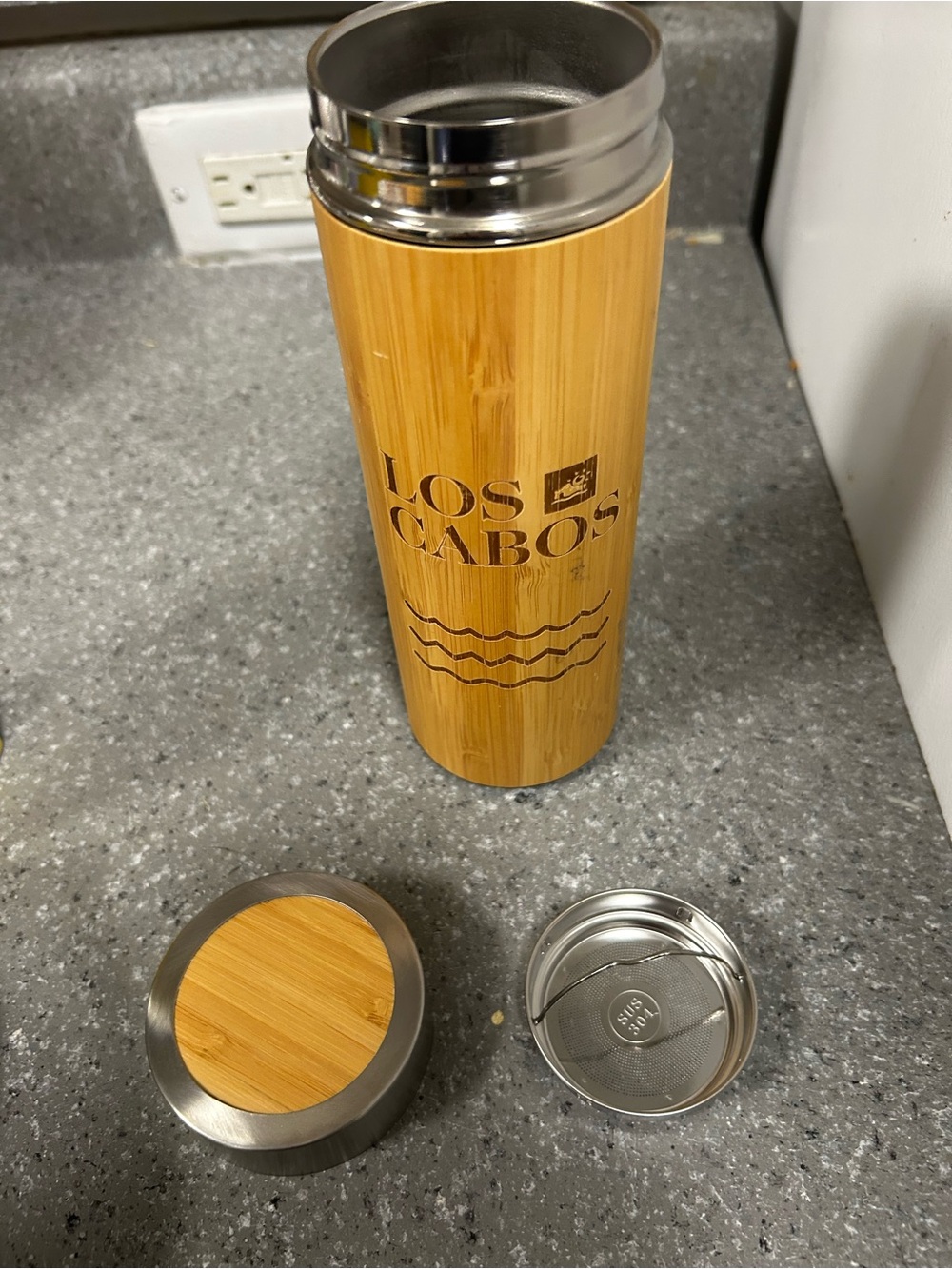 LOS CABOS WOODEN (metal interior) tumbler. Original, made tgere not used